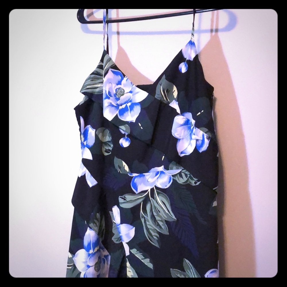 Summery Floral midi dress with asymmetrical hem